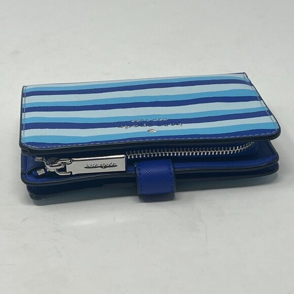 Kate Spade Schuyler Wave Stripe Medium Company Bifold Wallet blue - Picture 3 of 11